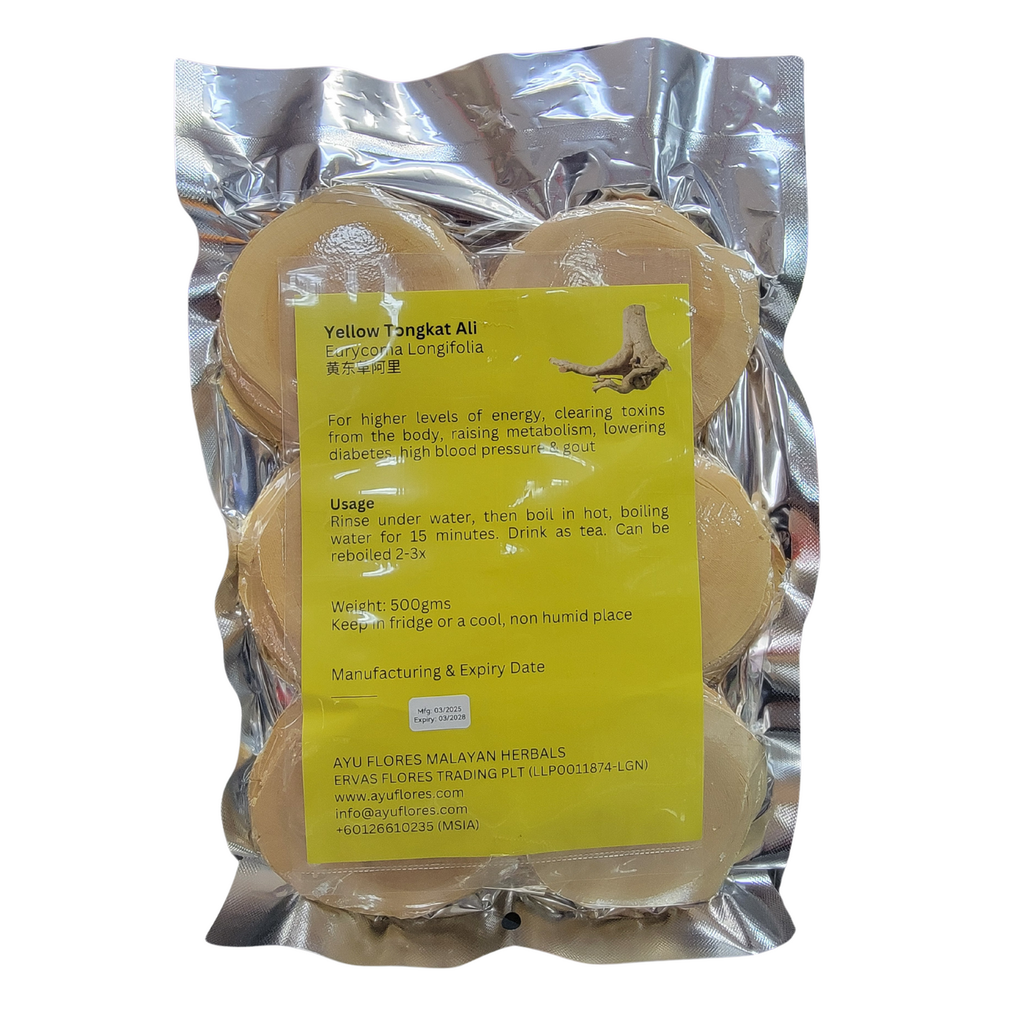 Yellow Tongkat Ali Root Slices (500gms)