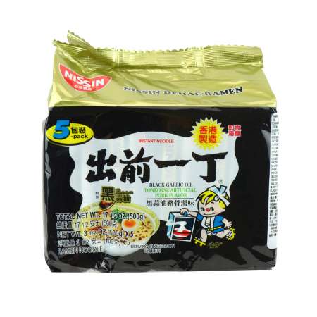 Nissin Demae Ramen Instant Noodle Tonkotsu Pork w/ Black Garlic Oil 5 Pks (3.5oz)